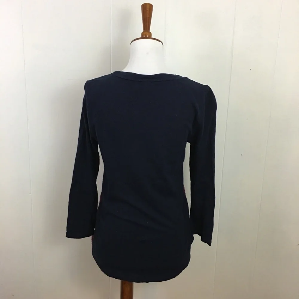 J. Crew Embroidered Top Women’s S Crew Neck 3/4‎ Sleeve Preppy Classic